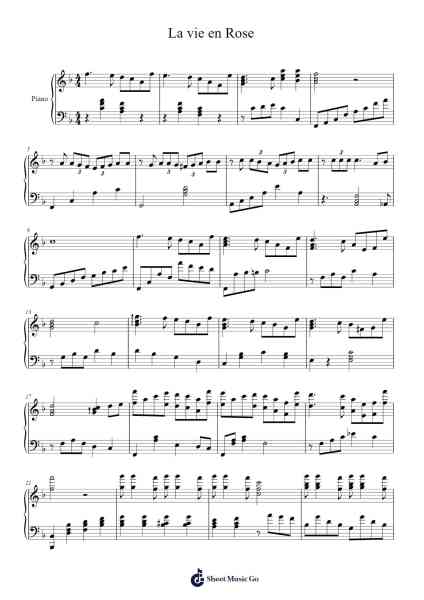 La vie en Rose 楽譜 by Édith Piaf-Arr.Yorkkim
