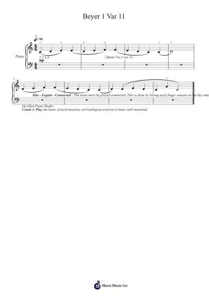 Beyer 1 Var 11 Sheet Music by F. Beyer-Arr.Wyldemas Sercar