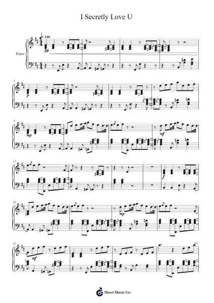 I Secretly Love U Ноты для фортепиано от Snail's House-Arr.Carjudd Woolfdon
