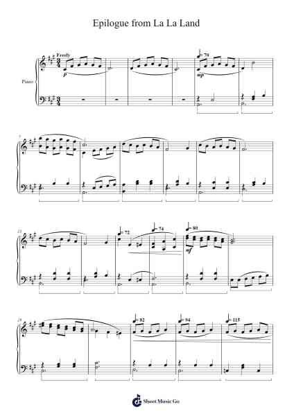 Epilogue from La La Land Sheet Music by Justin Hurwitz-Arr.Golddon