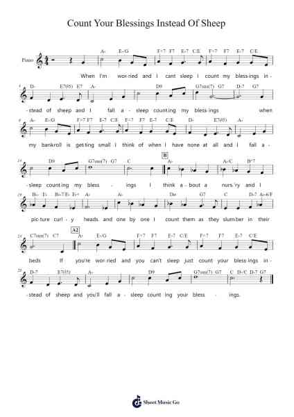 Count Your Blessings Instead of Sheep Sheet Music by Irving Berlin-Arr.Junegia Wato