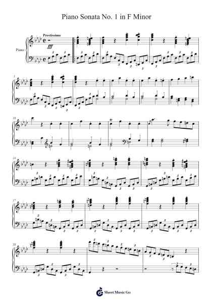 Piano Sonata No. 1 in F Minor: IV. Prestissimo Sheet Music by Ludwig van Beethoven-Arr.Diaben Shelwilde