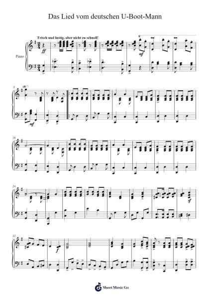 Das Lied vom deutschen U-Boot-Mann Sheet Music by Norbert Schultze-Arr.Hegil Claireglan