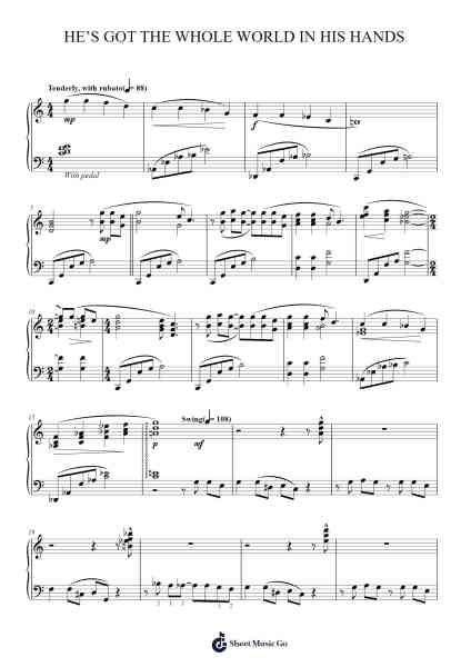 He's Got The Whole World In His Hands Sheet Music by Traditional-Arr.Fieldtein