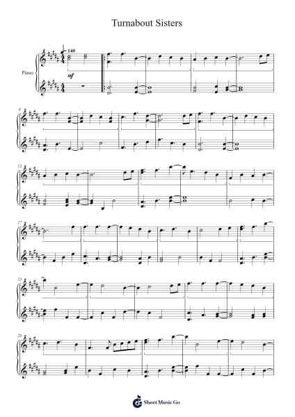 Turnabout Sisters for Piano Solo Sheet Music by undefined-Arr.Pipril