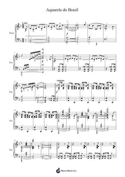Aquarela do Brasil Sheet Music by Ary Barroso-Arr.Houscar Moulwat