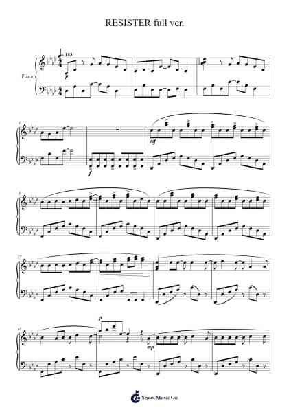 RESISTER full ver. Sheet Music by Lee Jacques-Arr.Matlas