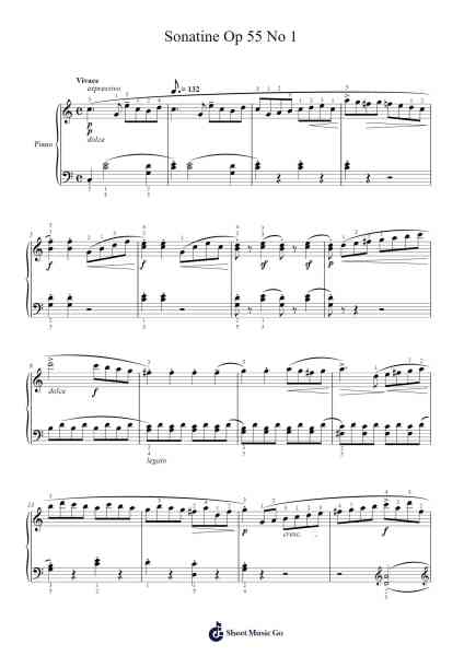 Sonatine Op 55 No 1 Sheet Music by Kuhlau-Arr.Webbkay
