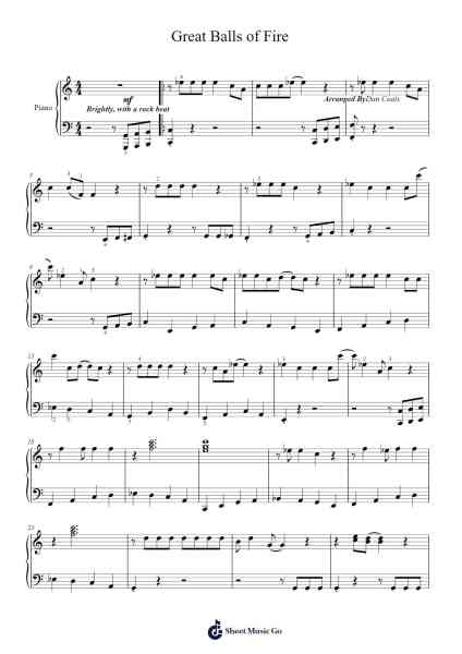 Great Balls of Fire Sheet Music by Jerry Lee Lewis-Arr.Junerald