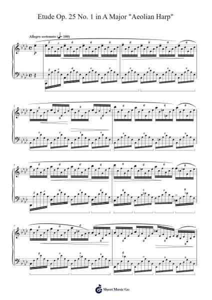 Etude Op. 25 No. 1 in A Major "Aeolian Harp" Sheet Music by Frédéric Chopin-Arr.Nelrist Hornrias