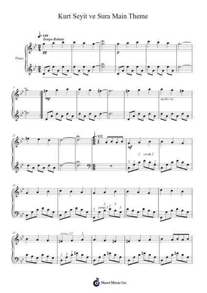 Kurt Seyit ve Sura Main Theme Sheet Music by undefined-Arr.Pegholmes Anlett