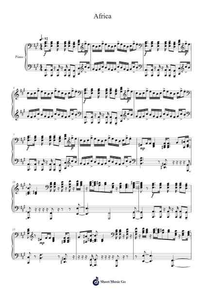 Africa Sheet Music by undefined-Arr.Huttthur Ruthglas