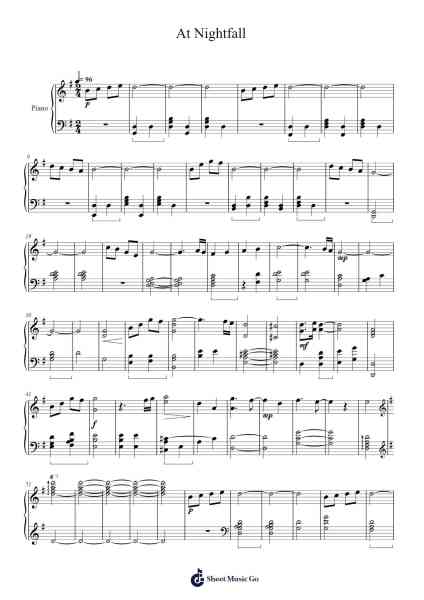 At Nightfall Sheet Music by Yuki Kajiura-Arr.Pomeo Walshbee