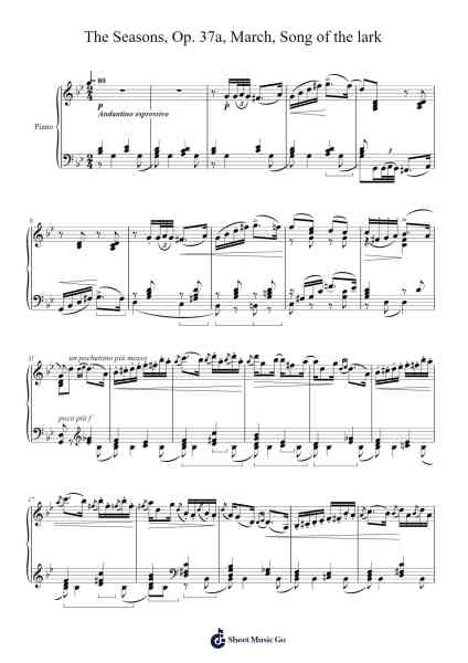 The Seasons, Op. 37a: III. March, Song of the Lark Sheet Music by P. Tchaikovsky-Arr.Morenah