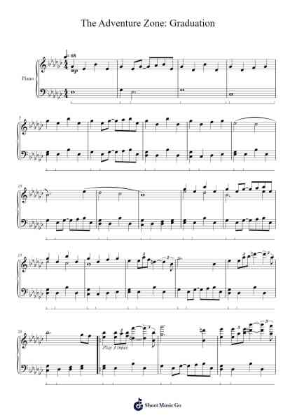The Adventure Zone: Graduation Sheet Music by Griffin McElroy-Arr.Rydiah