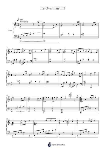 It's Over, Isn't It? Sheet Music by Rebecca Sugar-Arr.Quinncol