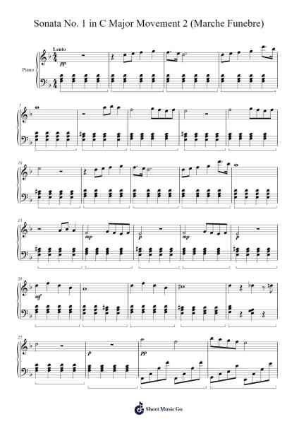 Sonata No. 1 in C Major Movement 2 (Marche Funebre) Musica per pianoforte di Salgram Walsel - Arr.Hosy