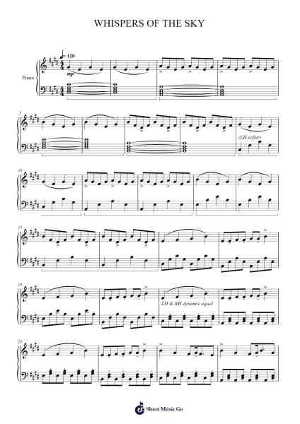 WHISPERS OF THE SKY Sheet Music by Abigail M. Hubbard-Arr.Hunfrances Dunnfay