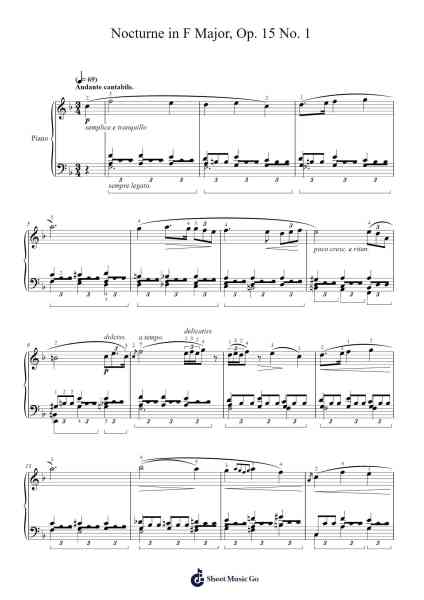Nocturne in F Major, Op. 15 No. 1 Sheet Music by Fryderyk Chopin-Arr.Corjeames