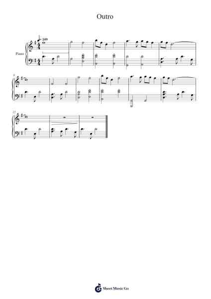 Outro Sheet Music by M83-Arr.Orine Samtim