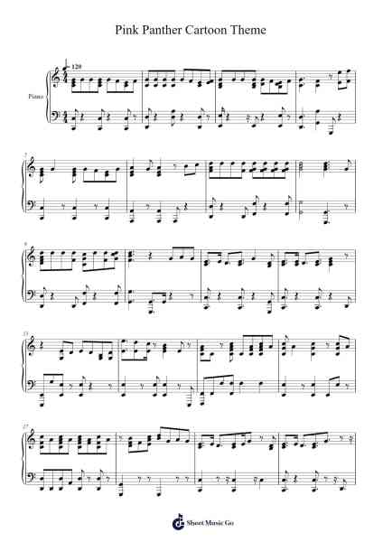 Pink Panther Cartoon Theme Sheet Music by Paul Twamley-Arr.Cranethe Dougledk
