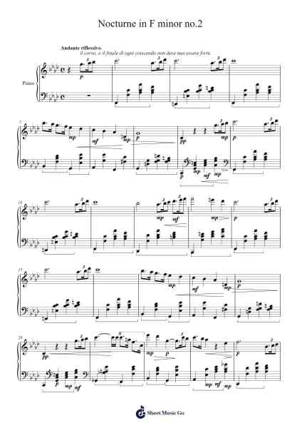 Nocturne in F minor no.2 Sheet Music by Pasquale Toscano-Arr.Faitheten Finntham