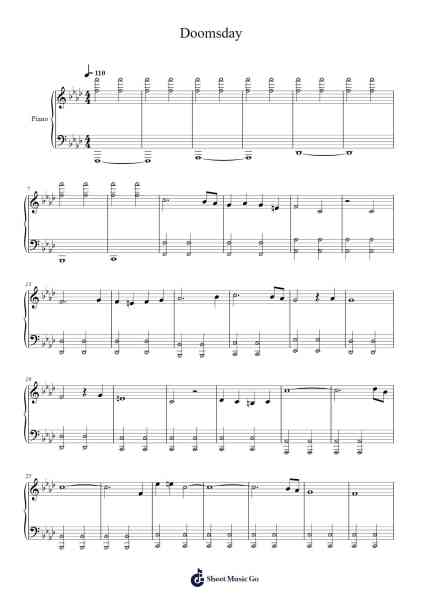 Doomsday Sheet Music by klavierart-Arr.Scottcy Bachfinn
