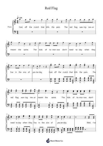 Red Flag Sheet Music by Billy Talent-Arr.Virquinn Hoodvid
