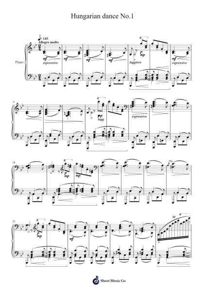 Hungarian Dance No. 1 in G Minor, WoO 1 Sheet Music by Pyotr Ilyich Tchaikovsky-Arr.Yetkim Vauglvis