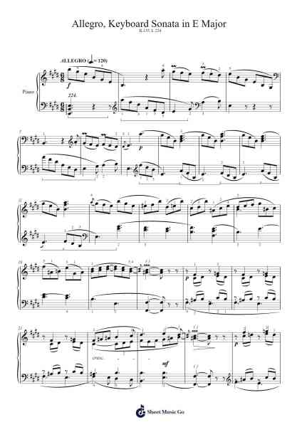 Keyboard Sonata in E Major, K.135, L.224 Sheet Music by Domenico Scarlatti-Arr.Franling Godrwood