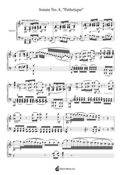Sonata No. 8 in C Minor, Op. 13 "Pathétique" Sheet Music by Ludwig van Beethoven-Arr.Bobliot Bardpenn