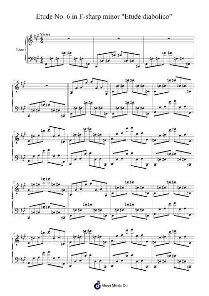 Etude No. 6 in F-sharp minor "Etude diabolico" Sheet Music by Glenn Patrick E. Sarcilla-Arr.Branbart