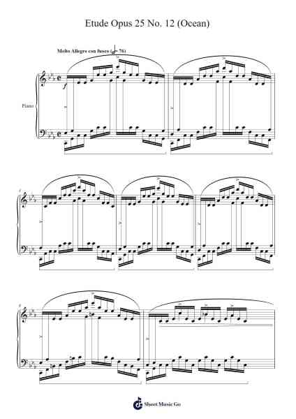 Etude Opus 25 No. 12 (Ocean) Sheet Music by Frédéric Chopin-Arr.Fosil Johnlind