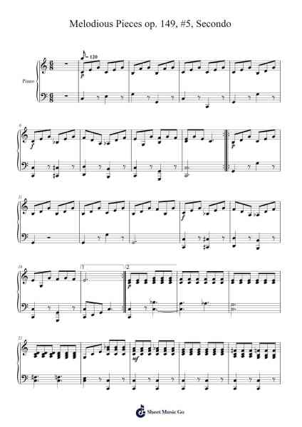Melodious Pieces op. 149, #5, Secondo by Diabelli Sheet Music by Diabelli-Arr.Grelitt Bachdrow
