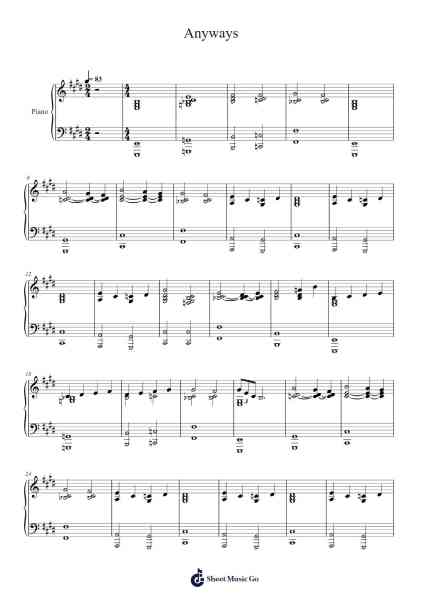 Anyways Sheet Music by Arctic Monkeys-Arr.Wobob Lonray