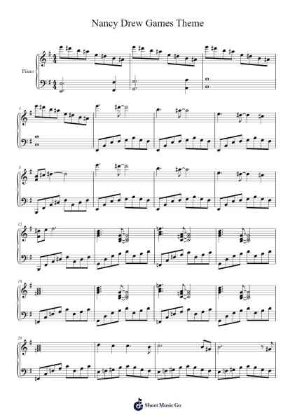 Nancy Drew Games Theme Sheet Music by Kevin Manthei-Arr.Duntrick