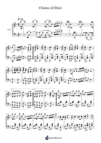 Chimes of Dixie Sheet Music by Amelia. L. Lamb/Joseph. F. Lamb-Arr.Chloekeats