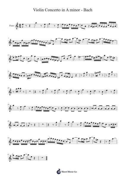 Violin Concerto in A Minor, BWV 1041 Sheet Music by Johann Sebastian Bach-Arr.Copraine