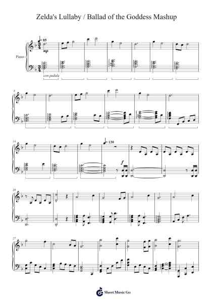 Zelda's Lullaby / Ballad of the Goddess Mashup Sheet Music by Koji Kondo/Hajime Wakai-Arr.Wesquinn Bunmeg