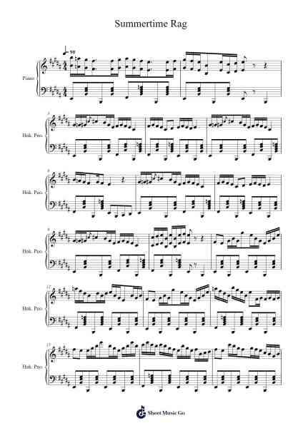 Summertime Rag Sheet Music by William Creamer-Arr.Bartrhys Shelcie