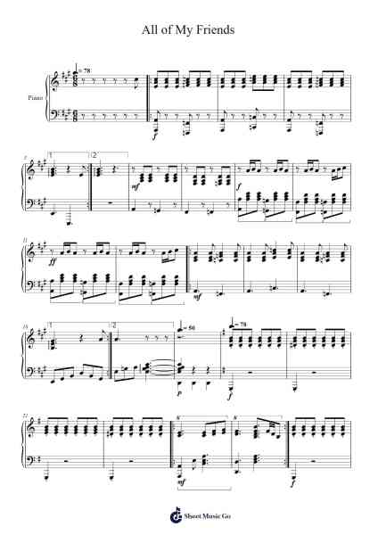 All of My Friends Sheet Music by Tally Hall-Arr.Toutpeg