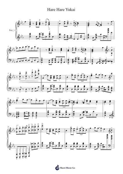 Hare Hare Yukai Sheet Music by Ocomox-Arr.Nellriam Cantave