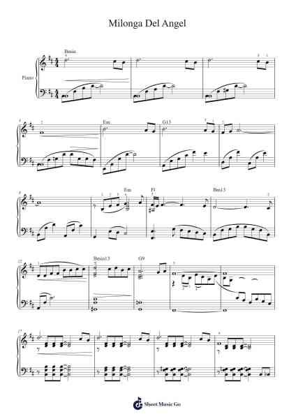 Milonga Del Angel Sheet Music by Astor Piazzolla-Arr.Huxver Birdnee