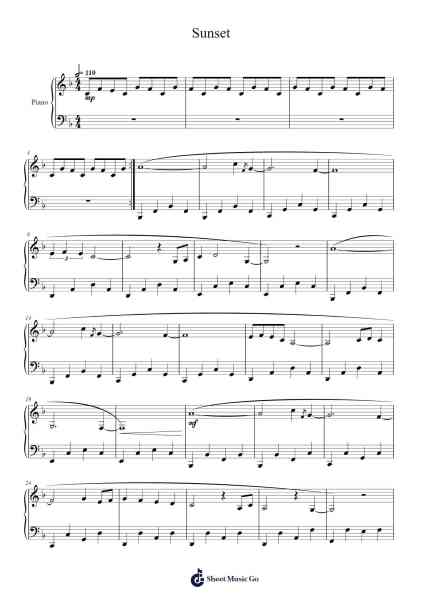 Sunset Sheet Music by The Midnight Beast-Arr.Rodch Xeel