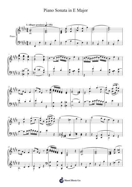 Movement for a piano sonata in E major Sheet Music by Brian Berino-Arr.Norgiles