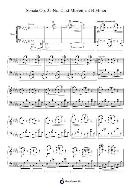 Sonata Op. 35 No. 2 1st Movement B Minor Sheet Music by Frédéric Chopin-Arr.Mewood Teries