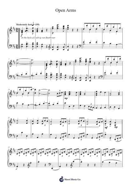 Open Arms Sheet Music by Journey-Arr.Bingpiers Georlance