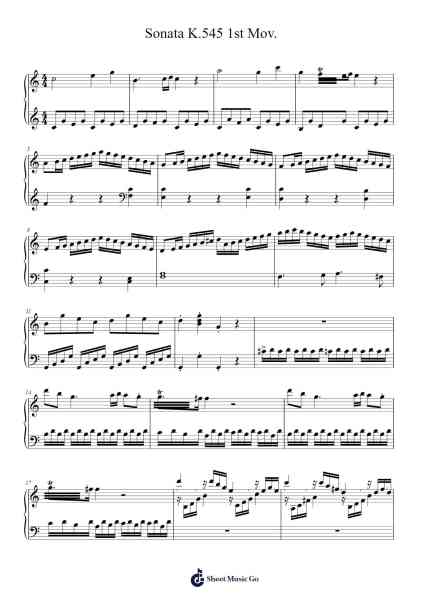 Piano Sonata No. 16 in C Major, K. 545: I. Allegro Sheet Music by Wolfgang Amadeus Mozart-Arr.Jillcooke Murday
