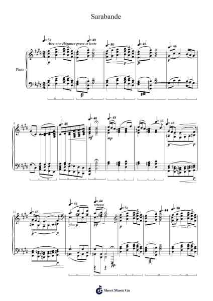 Pour le piano: II. Sarabande Notas de música por Claude Debussy-Arr.Kriso Dolclaire