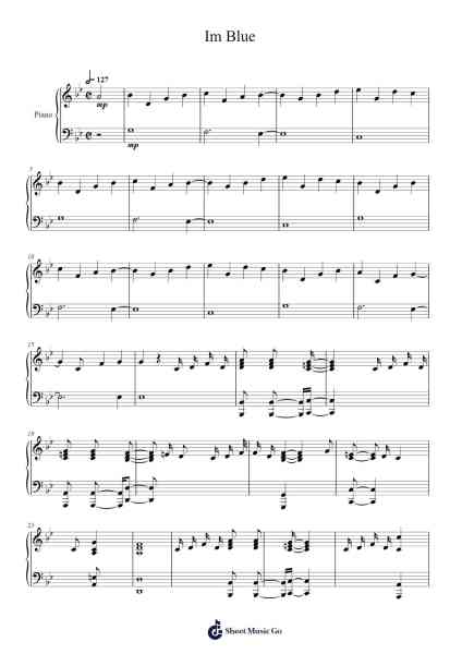 Im Blue Sheet Music by Eiffel 65-Arr.Kriso Dolclaire
